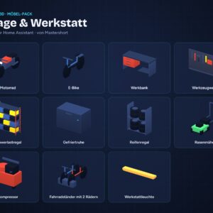 NeonPlan 3D Garage & Workshop pack overview / Möbel-Pack Garage & Werkstatt Übersicht