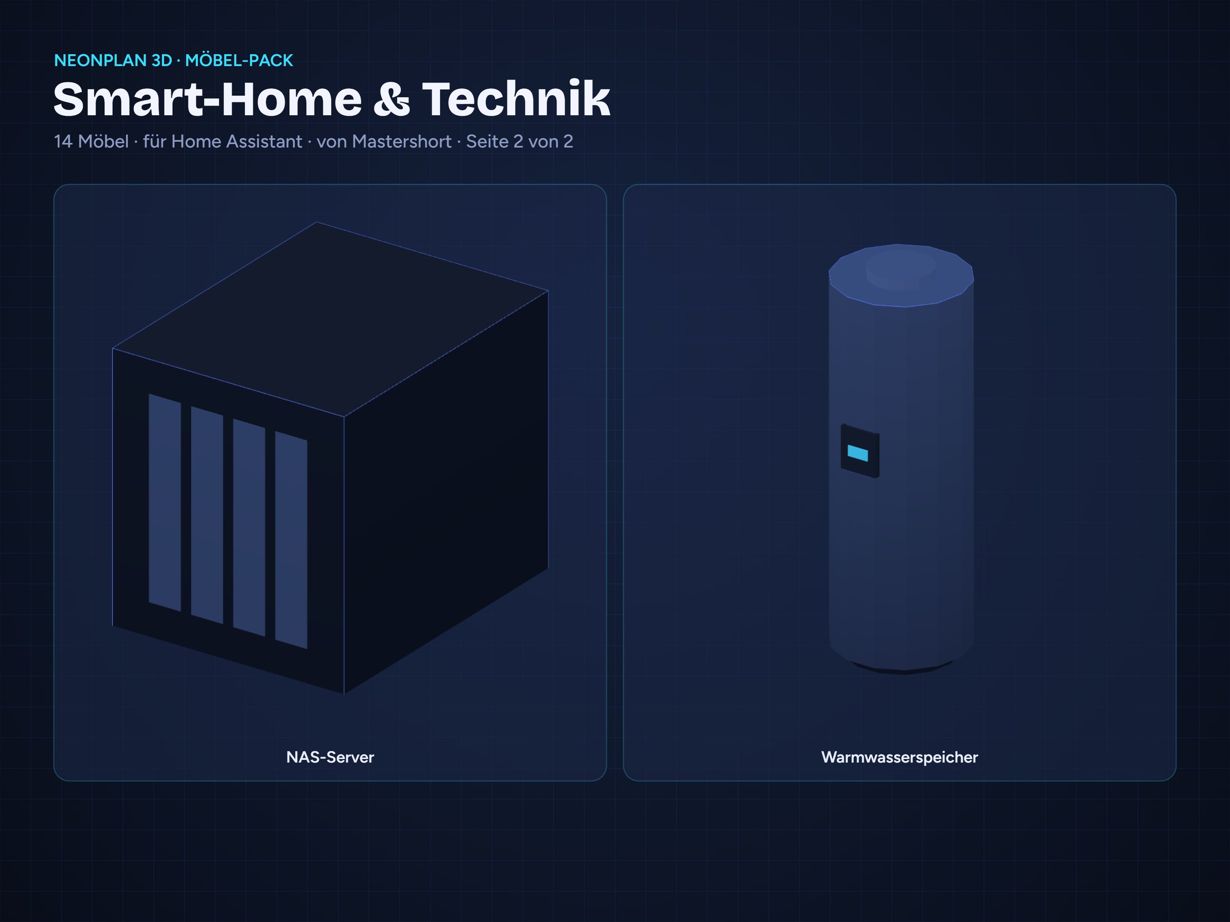 NeonPlan 3D Smart Home & Tech pack overview / Möbel-Pack Smart Home & Technik Übersicht