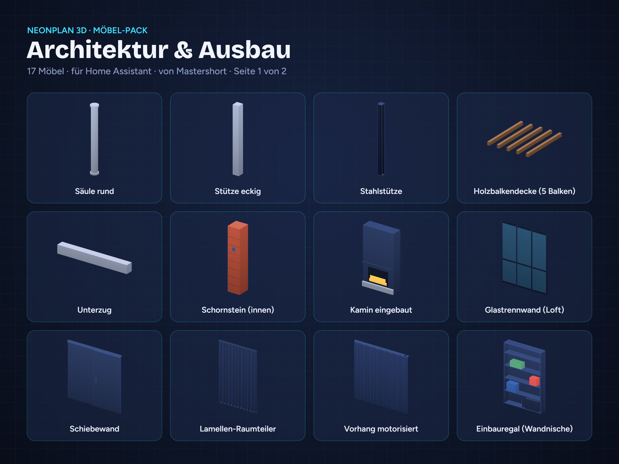 NeonPlan 3D Architecture & Fit-out pack overview / Möbel-Pack Architektur & Ausbau Übersicht