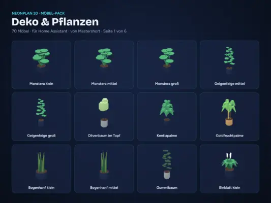 NeonPlan 3D Möbel-Pack Deko & Pflanzen – Übersicht Seite 1