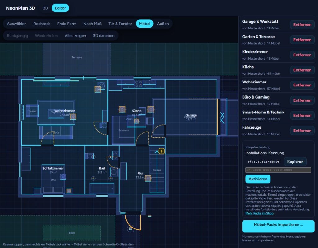 NeonPlan 3D – Shop-Verbindung / Shop connection