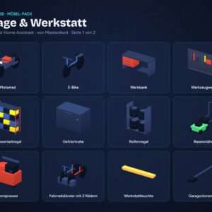 NeonPlan 3D Garage & Workshop pack overview / Möbel-Pack Garage & Werkstatt Übersicht