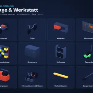 NeonPlan 3D Möbel-Pack Garage & Werkstatt – Übersicht Seite 1