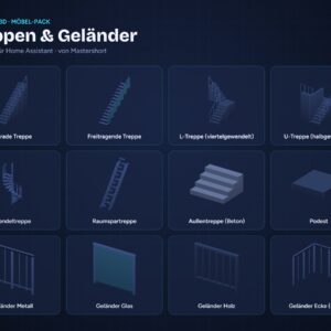 NeonPlan 3D Stairs & Railings pack overview / Möbel-Pack Treppen & Geländer Übersicht