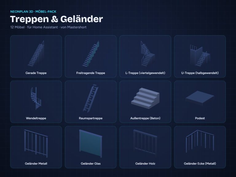 NeonPlan 3D Furniture Pack – Stairs & Railings | Möbel-Pack Treppen & Geländer