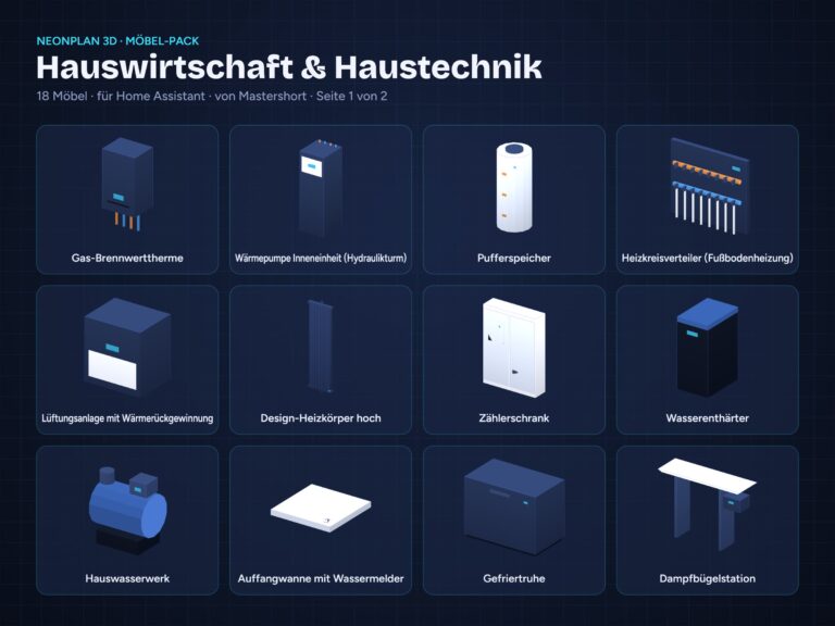 NeonPlan 3D Furniture Pack – Utility & Building Services | Möbel-Pack Hauswirtschaft & Haustechnik